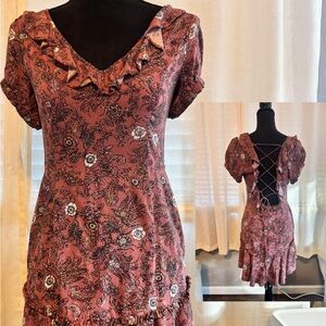 Floral Ruffle Dress in Pink